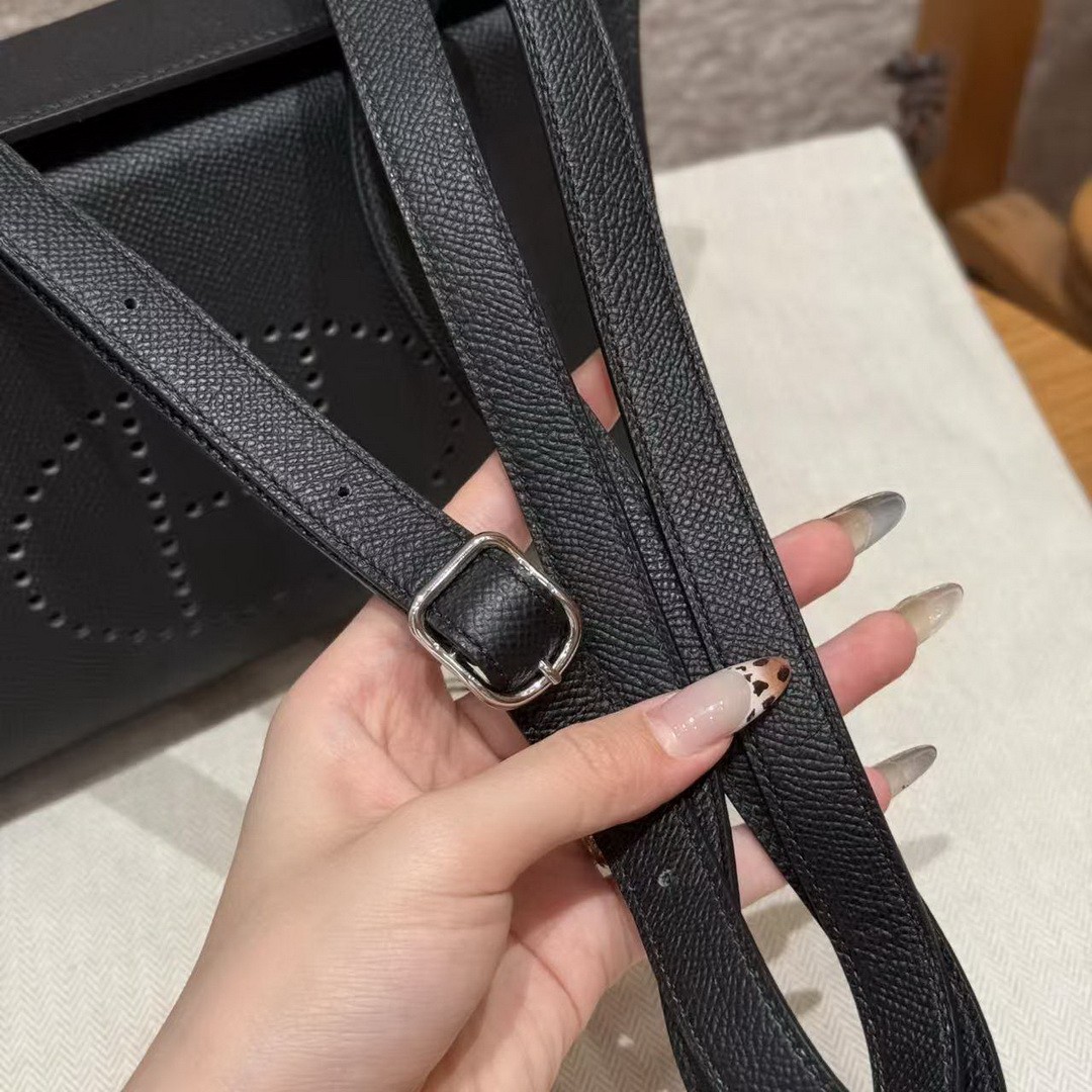 Hermes Videpoches Bag Handmade In Epsom Calfskin Leather Silver Hardware 89 Noir - Image 3