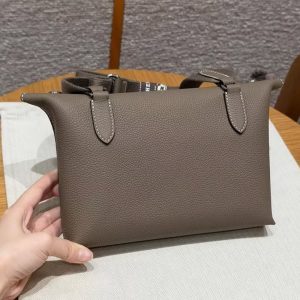 Alternative view of Hermes Videpoches Bag Handmade In Togo Calfskin Leather Silver Hardware 18 Etoupe H087987CK18