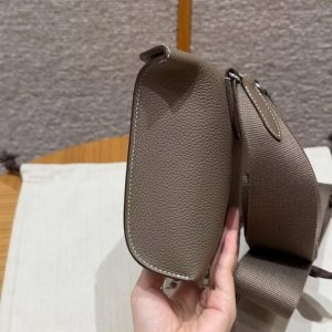 Hermes Videpoches Bag Handmade In Togo Calfskin Leather Silver Hardware 18 Etoupe H087987CK18 - Image 18