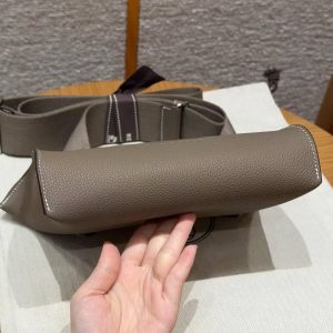 Hermes Videpoches Bag Handmade In Togo Calfskin Leather Silver Hardware 18 Etoupe H087987CK18 - Image 17