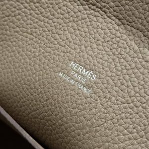 Hermes Videpoches Bag Handmade In Togo Calfskin Leather Silver Hardware 18 Etoupe H087987CK18 - Image 15