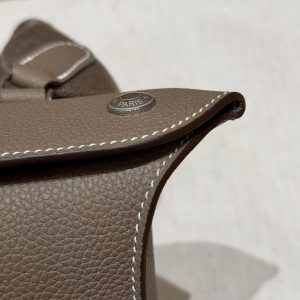 Hermes Videpoches Bag Handmade In Togo Calfskin Leather Silver Hardware 18 Etoupe H087987CK18 - Image 11