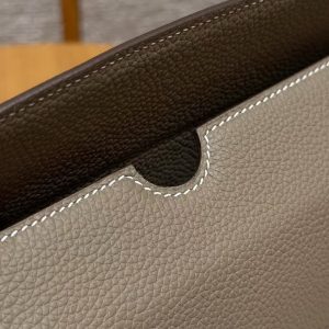 Hermes Videpoches Bag Handmade In Togo Calfskin Leather Silver Hardware 18 Etoupe H087987CK18 - Image 9