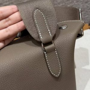 Hermes Videpoches Bag Handmade In Togo Calfskin Leather Silver Hardware 18 Etoupe H087987CK18 - Image 6