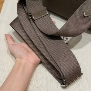 Hermes Videpoches Bag Handmade In Togo Calfskin Leather Silver Hardware 18 Etoupe H087987CK18 - Image 5