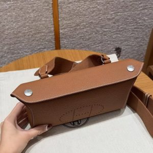 Hermes Videpoches Bag Handmade In Togo Calfskin Leather Silver Hardware 37 Gold H088914CK37 - Image 15
