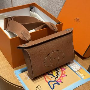 Hermes Videpoches Bag Handmade In Togo Calfskin Leather Silver Hardware 37 Gold H088914CK37 - Image 9