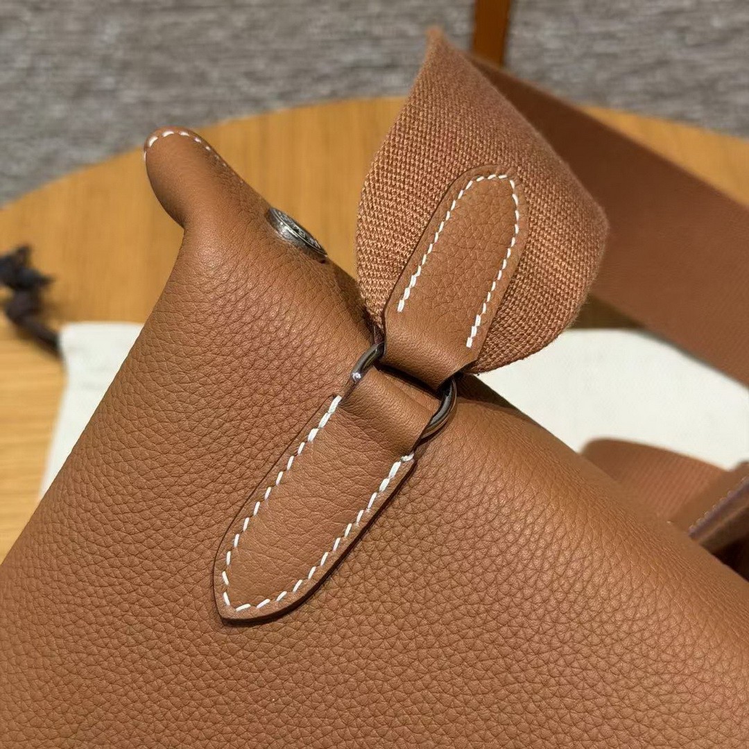 Hermes Videpoches Bag Handmade In Togo Calfskin Leather Silver Hardware 37 Gold H088914CK37 - Image 6