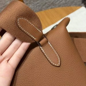 Hermes Videpoches Bag Handmade In Togo Calfskin Leather Silver Hardware 37 Gold H088914CK37 - Image 5