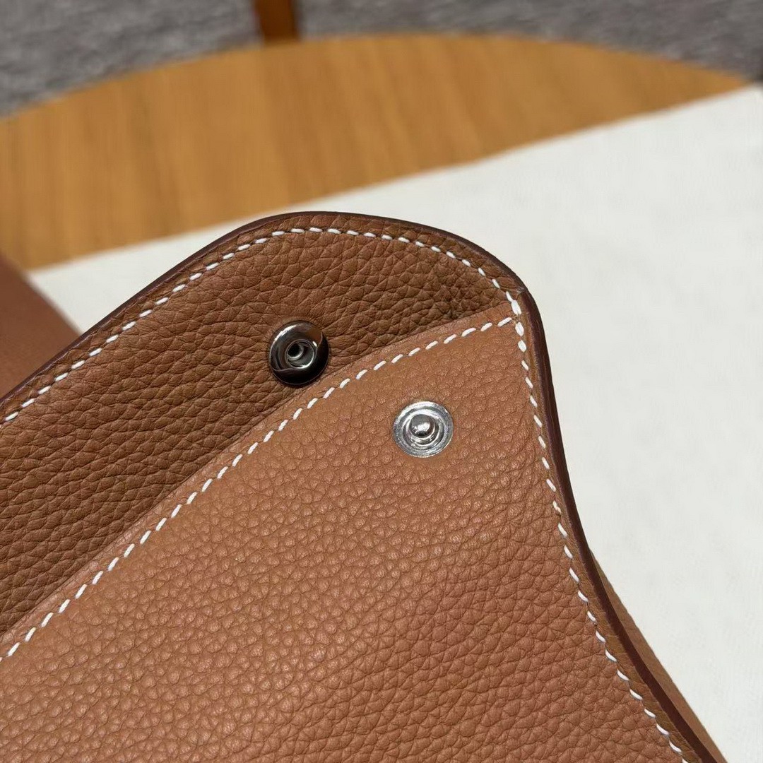 Hermes Videpoches Bag Handmade In Togo Calfskin Leather Silver Hardware 37 Gold H088914CK37 - Image 4