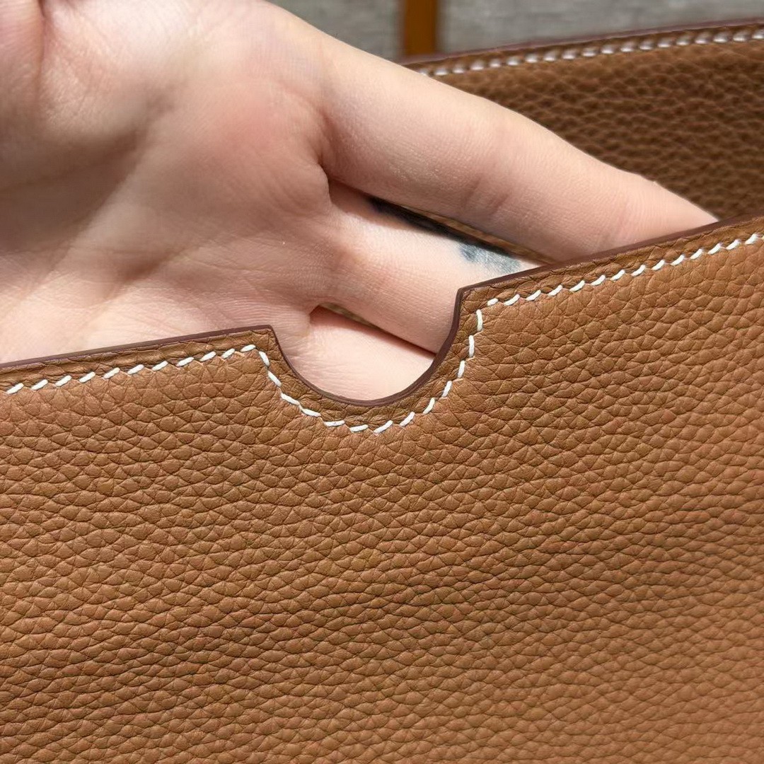Hermes Videpoches Bag Handmade In Togo Calfskin Leather Silver Hardware 37 Gold H088914CK37 - Image 3