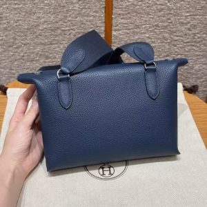 Alternative view of Hermes Videpoches Bag Handmade In Togo Calfskin Leather Silver Hardware 7U Blue Navy