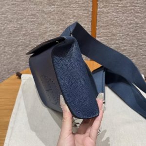 Hermes Videpoches Bag Handmade In Togo Calfskin Leather Silver Hardware 7U Blue Navy - Image 16