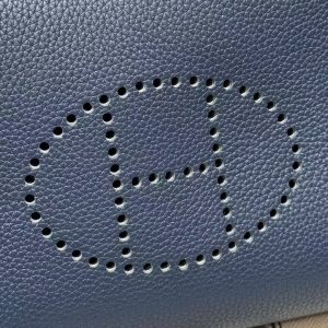 Hermes Videpoches Bag Handmade In Togo Calfskin Leather Silver Hardware 7U Blue Navy - Image 9