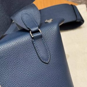 Hermes Videpoches Bag Handmade In Togo Calfskin Leather Silver Hardware 7U Blue Navy - Image 8