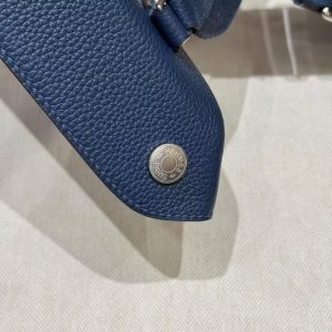 Hermes Videpoches Bag Handmade In Togo Calfskin Leather Silver Hardware 7U Blue Navy - Image 6