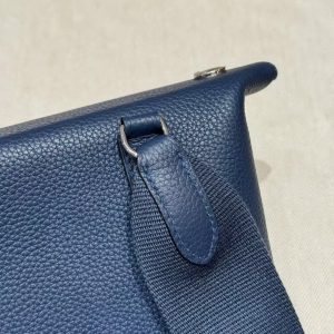 Hermes Videpoches Bag Handmade In Togo Calfskin Leather Silver Hardware 7U Blue Navy - Image 5