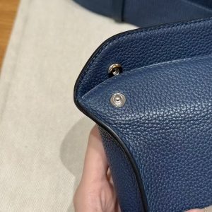 Hermes Videpoches Bag Handmade In Togo Calfskin Leather Silver Hardware 7U Blue Navy - Image 3
