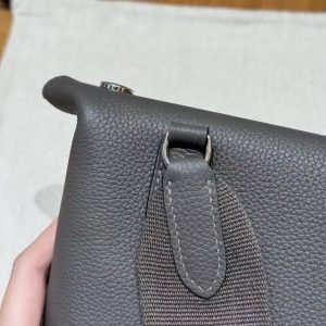 Hermes Videpoches Bag Handmade In Togo Calfskin Leather Silver Hardware 85 Ardoise - Image 15