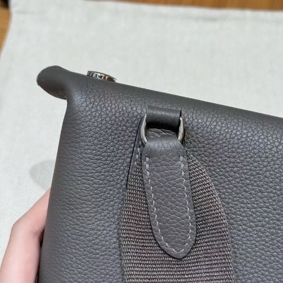 Hermes Videpoches Bag Handmade In Togo Calfskin Leather Silver Hardware 85 Ardoise - Image 15