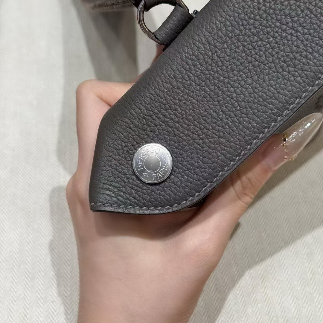 Hermes Videpoches Bag Handmade In Togo Calfskin Leather Silver Hardware 85 Ardoise - Image 14