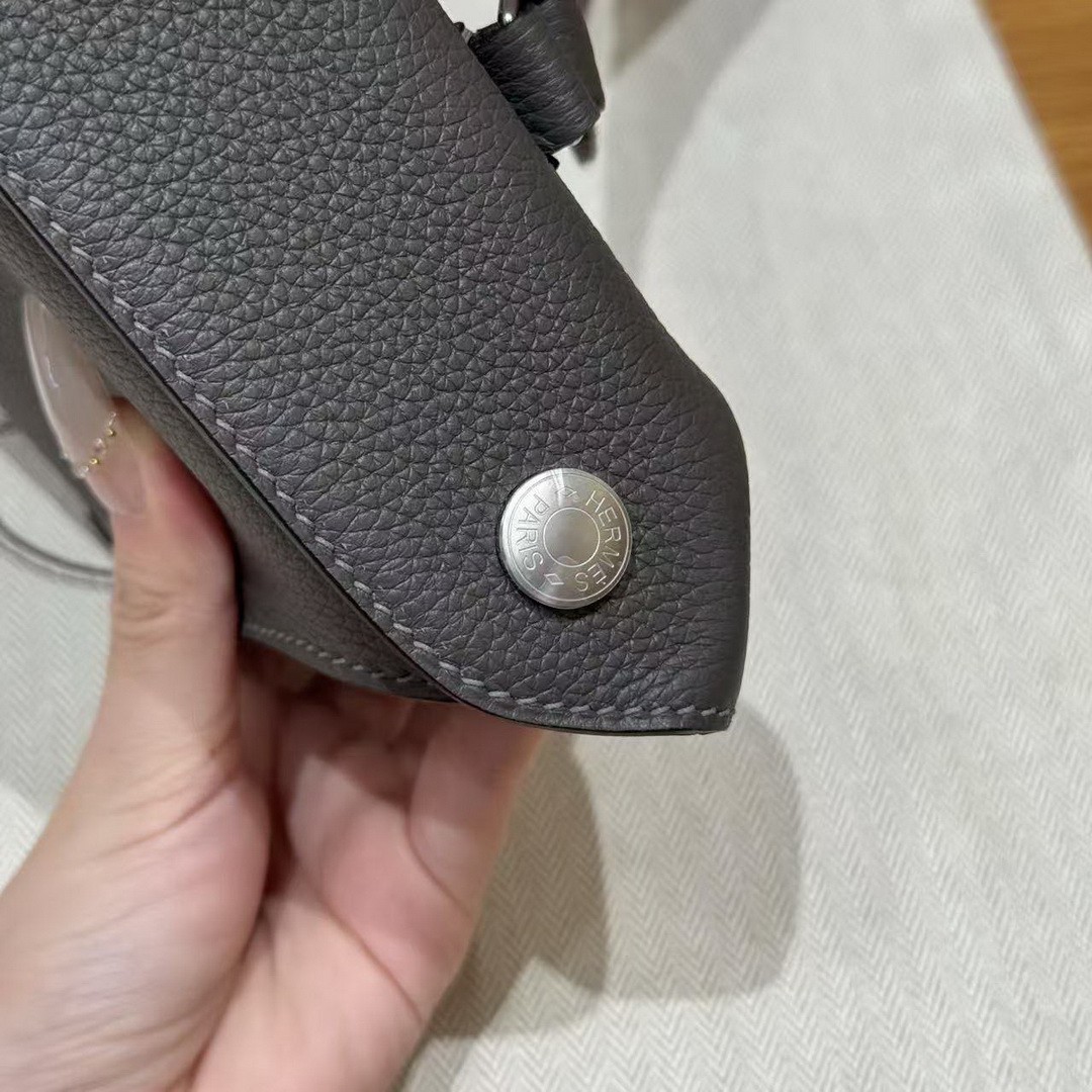 Hermes Videpoches Bag Handmade In Togo Calfskin Leather Silver Hardware 85 Ardoise - Image 13