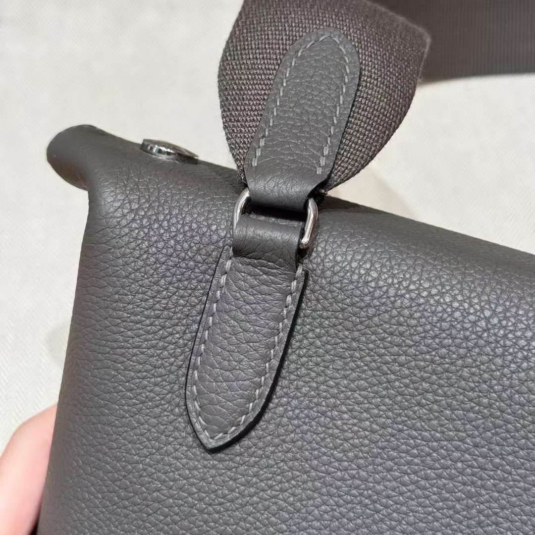 Hermes Videpoches Bag Handmade In Togo Calfskin Leather Silver Hardware 85 Ardoise - Image 4