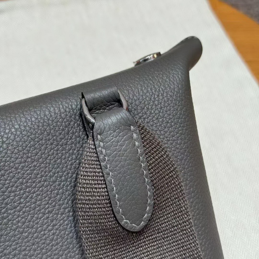 Hermes Videpoches Bag Handmade In Togo Calfskin Leather Silver Hardware 85 Ardoise - Image 3