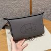 Hermes Videpoches Bag Handmade In Togo Calfskin Leather Silver Hardware 8F Etain