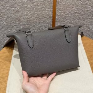 Alternative view of Hermes Videpoches Bag Handmade In Togo Calfskin Leather Silver Hardware 8F Etain