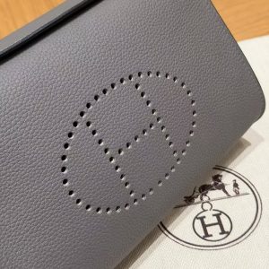 Hermes Videpoches Bag Handmade In Togo Calfskin Leather Silver Hardware 8F Etain - Image 13
