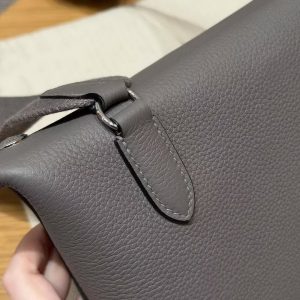 Hermes Videpoches Bag Handmade In Togo Calfskin Leather Silver Hardware 8F Etain - Image 8