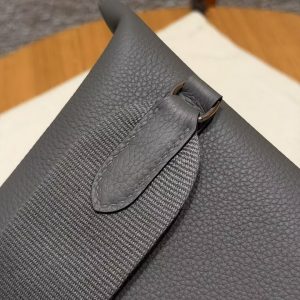 Hermes Videpoches Bag Handmade In Togo Calfskin Leather Silver Hardware 8F Etain - Image 7