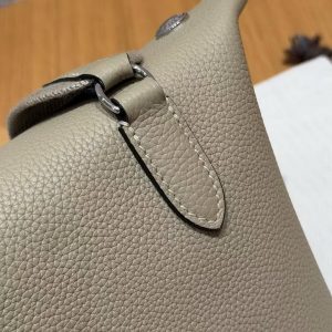 Hermes Videpoches Bag Handmade In Togo Calfskin Leather Silver Hardware 8Q Beige Marfa - Image 7