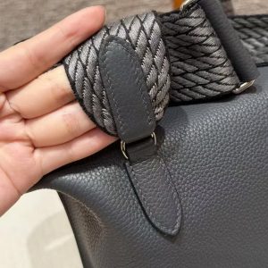 Hermes Videpoches Bag Handmade In Togo Calfskin Leather Silver Hardware H0 Girs Misty H087987CKH0 - Image 8
