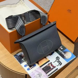 Hermes Videpoches Bag Handmade In Togo Calfskin Leather Silver Hardware H0 Girs Misty H087987CKH0 - Image 4