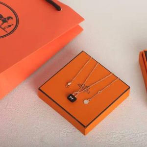 Alternative view of Hermes Amulettes Constance Pendant Necklace Rose Gold Noir H221354B 00