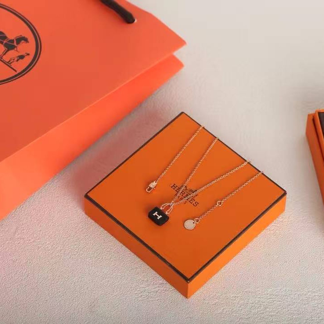 Hermes Amulettes Constance Pendant Necklace Rose Gold Noir H221354B 00 - Image 2