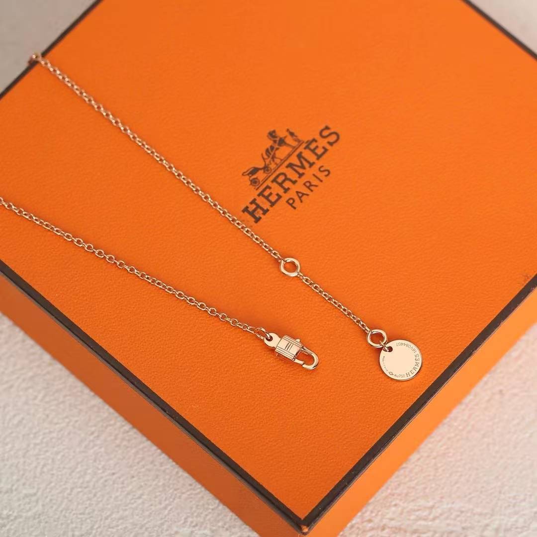 Hermes Amulettes Constance Pendant Necklace Rose Gold Noir H221354B 00 - Image 5