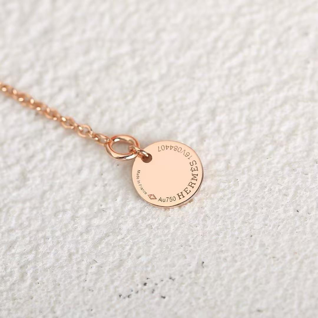 Hermes Amulettes Constance Pendant Necklace Rose Gold Noir H221354B 00 - Image 4