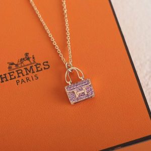 Hermes Amulettes Constance Pendant Necklace Rose Gold With Diamonds H121303B 00 - Image 7
