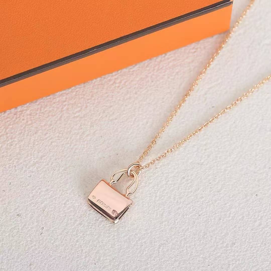Hermes Amulettes Constance Pendant Necklace Rose Gold With Diamonds H121303B 00 - Image 6