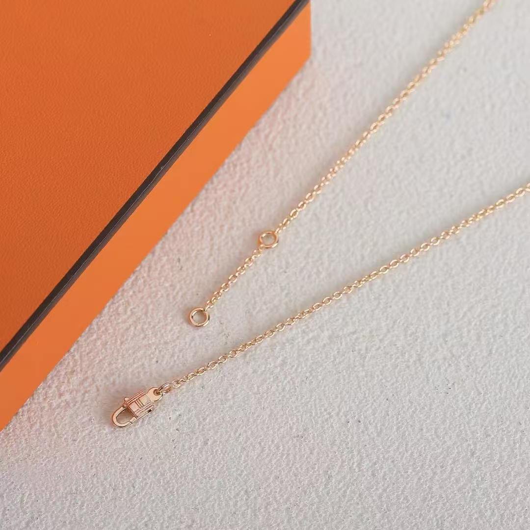 Hermes Amulettes Constance Pendant Necklace Rose Gold With Diamonds H121303B 00 - Image 4
