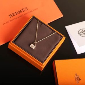 Alternative view of Hermes Amulettes Constance Pendant Necklace Rose Gold With Diamonds H121312B 00