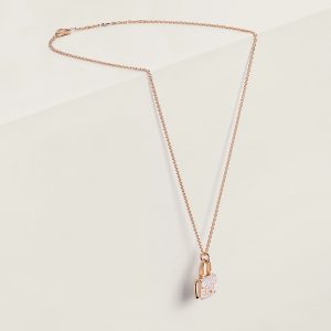 Hermes Amulettes Constance Pendant Necklace Rose Gold With Diamonds H121312B 00