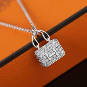 Hermes Amulettes Constance Pendant Necklace White Gold With Diamonds H121316B 00 - Image 8
