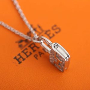 Hermes Amulettes Constance Pendant Necklace White Gold With Diamonds H121316B 00 - Image 6