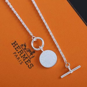 Hermes Amulettes Hermès Ex-Libris Pendant Necklace in Sterling Silver H104143B 00 - Image 6
