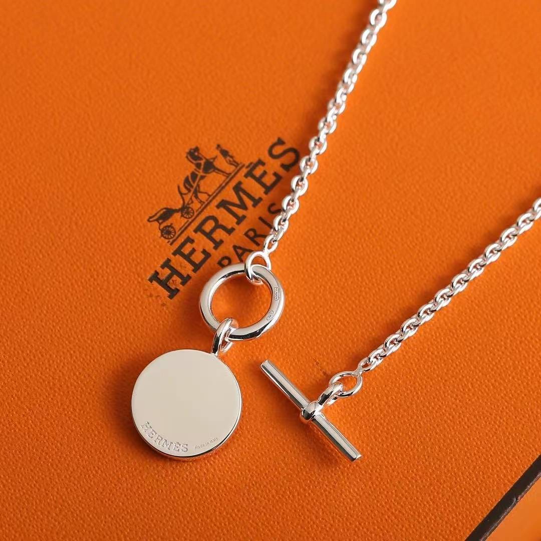 Hermes Amulettes Hermès Ex-Libris Pendant Necklace in Sterling Silver H104143B 00 - Image 4
