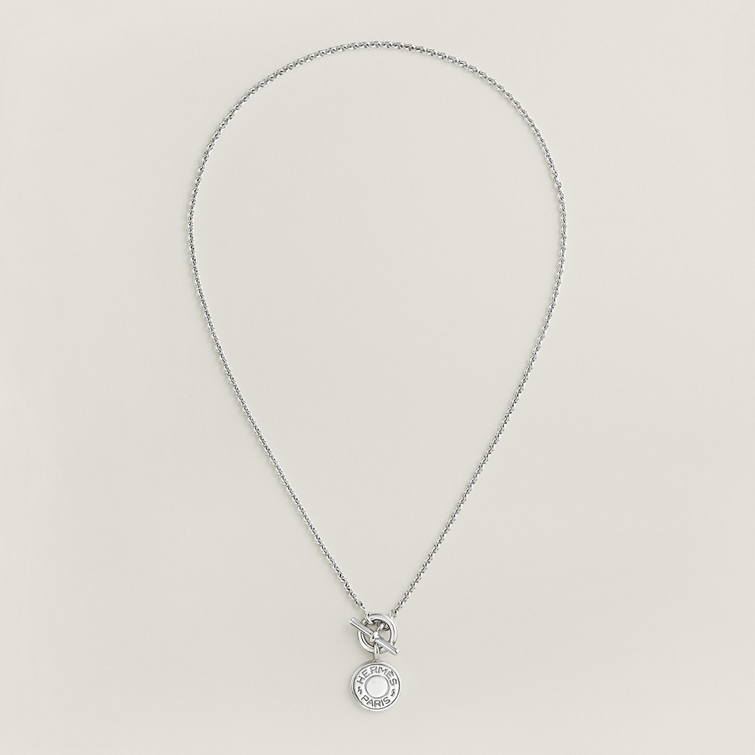 Hermes Amulettes Hermès Ex-Libris Pendant Necklace in Sterling Silver H104143B 00